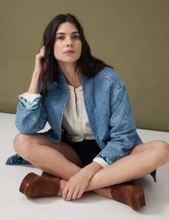 Pure Cotton Denim Printed Reversible Jacket -Marksandspencer Sale Store SD 01 T53 4306U QQ X EC 1