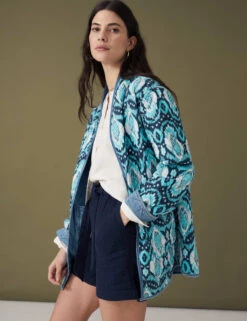 Pure Cotton Denim Printed Reversible Jacket -Marksandspencer Sale Store SD 01 T53 4306U QQ X EC 4