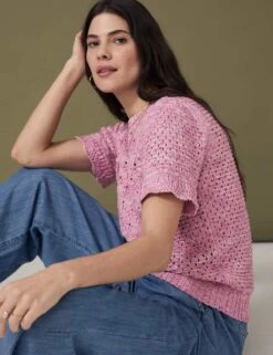 Pure Cotton Space Dyed Knitted Top -Marksandspencer Sale Store SD 01 T53 5247U A4 X EC 1