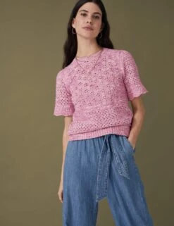 Pure Cotton Space Dyed Knitted Top -Marksandspencer Sale Store SD 01 T53 5247U A4 X EC 2