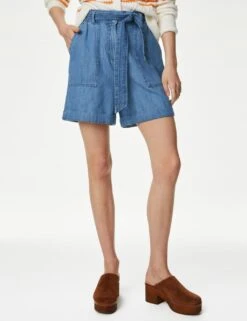 Denim High Waisted Belted Shorts 8 Denim High Waisted Belted Shorts -Marksandspencer Sale Store SD 01 T53 7218U QQ X EC 1
