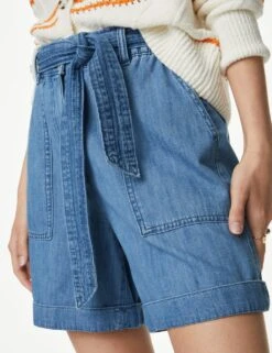 Denim High Waisted Belted Shorts 9 Denim High Waisted Belted Shorts -Marksandspencer Sale Store SD 01 T53 7218U QQ X EC 2