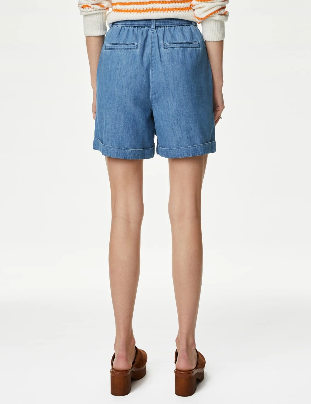 Denim High Waisted Belted Shorts 5 Denim High Waisted Belted Shorts - Image 5