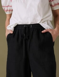 Linen Blend Wide Leg Cropped Trousers -Marksandspencer Sale Store SD 01 T53 7223U Y0 X EC 2