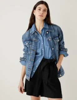 Linen Blend High Waisted Shorts