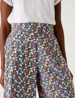 Printed Wide Leg Cropped Trousers -Marksandspencer Sale Store SD 01 T57 2013 Y4 X EC 2
