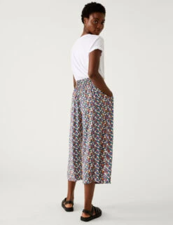 Printed Wide Leg Cropped Trousers -Marksandspencer Sale Store SD 01 T57 2013 Y4 X EC 3