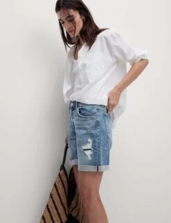 Denim Boyfriend Shorts -Marksandspencer Sale Store SD 01 T57 3556 PD X EC 3