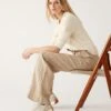 Pure Linen Belted Wide Leg Trousers