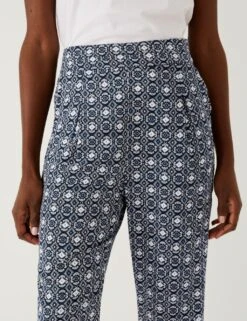 Printed Pleat Front Tapered Trousers -Marksandspencer Sale Store SD 01 T57 4666 F4 X EC 2