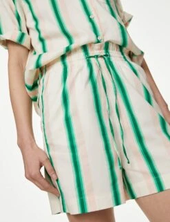 Cotton Rich Printed Paperbag Shorts -Marksandspencer Sale Store SD 01 T57 5456 Z4 X EC 3