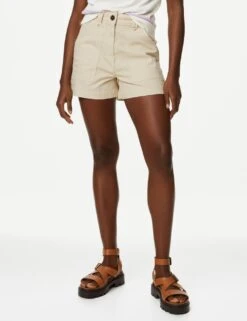 Cotton Rich High Waisted Utility Shorts -Marksandspencer Sale Store SD 01 T57 5908 EK X EC 3