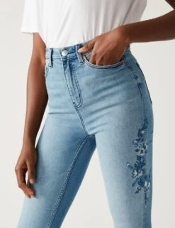 Ivy High Waisted Embroidered Skinny Jeans 6 Ivy High Waisted Embroidered Skinny Jeans -Marksandspencer Sale Store SD 01 T57 7689B XA X EC 2