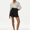 High Waisted Pleat Front Shorts