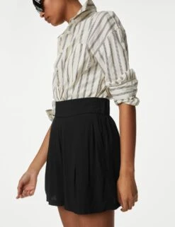 High Waisted Pleat Front Shorts 7 High Waisted Pleat Front Shorts -Marksandspencer Sale Store SD 01 T57 8739 Y0 X EC 1