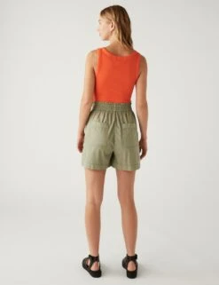 Pure Cotton High Waisted Shorts -Marksandspencer Sale Store SD 01 T57 8740 XJ X EC 3