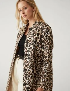 Cotton Rich Animal Print Longline Car Coat
