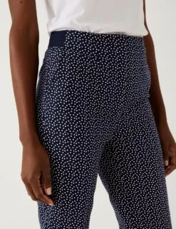 Cotton Rich Polka Dot Slim Fit Trousers -Marksandspencer Sale Store SD 01 T59 1217T F4 X EC 1
