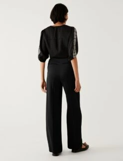 Satin Tuxedo Wide Leg Trousers -Marksandspencer Sale Store SD 01 T59 1223V Y0 X EC 3