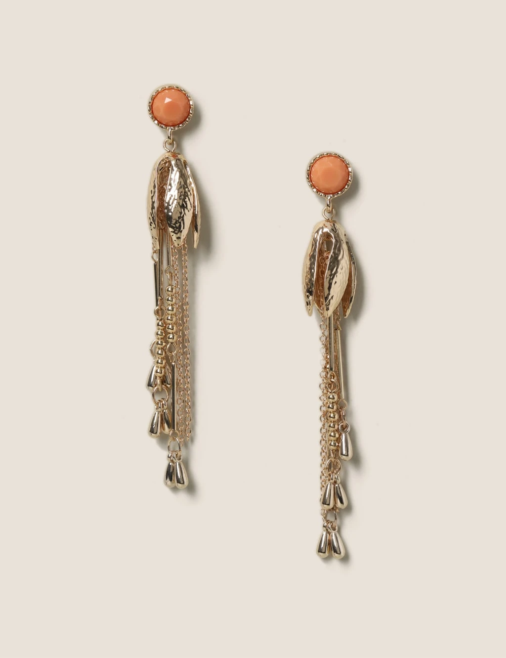 Gold Tone Flower Drop Earrings 2 Gold Tone Flower Drop Earrings - Image 2