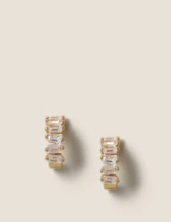 14ct Gold Plated Cubic Zirconia Hoop Earrings