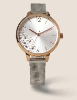 Flower Face Mesh Watch