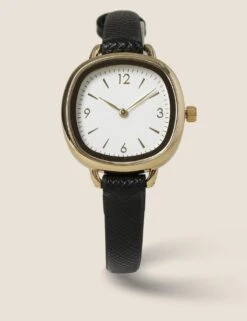 Black Large Face Strap Watch