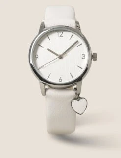 White Heart Charm Watch