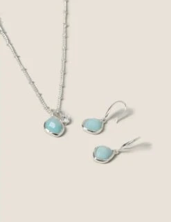 Semi Precious Earring And Necklace Set