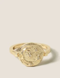 14ct Gold Plated Moon And Star Ring