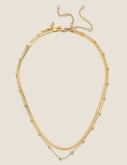 Autograph Waterproof Gold Tone Multirow Necklace