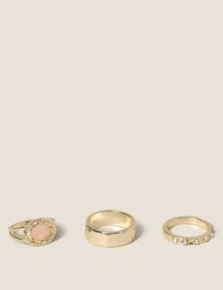 Semi Precious Stone 3 Pack Rings