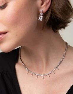 Platinum Plated Cubic Zirconia Necklace -Marksandspencer Sale Store SD 01 T66 9103N XX X EC 1