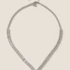 Platinum Plated Baguette Cubic Zirconia Necklace -Marksandspencer Sale Store SD 01 T66 9104N XX X EC 90