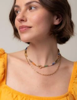 14ct Gold Plated Semi Precious Multi Row Necklace -Marksandspencer Sale Store SD 01 T66 9106N E4 X EC 4