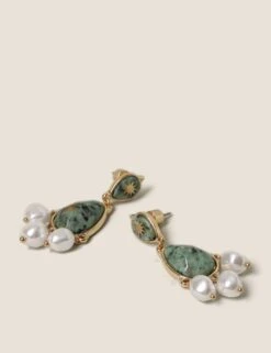 Semi Precious Pearl Drop Earrings