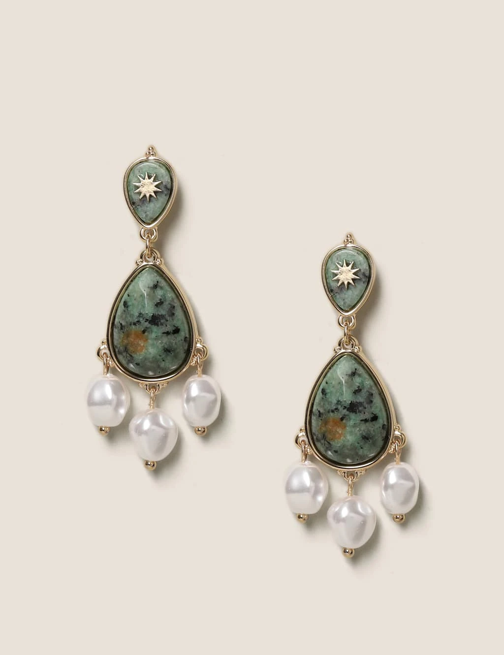 Semi Precious Pearl Drop Earrings 2 Semi Precious Pearl Drop Earrings - Image 2