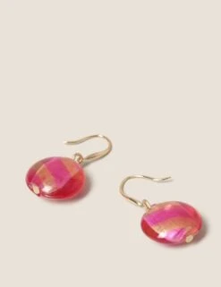 Pink Glass Pearl Drop Earrings