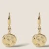 14ct Gold Plated Hammered Drop Earrings