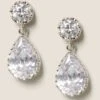 Platinum Plated Cubic Zirconia Pear Drop Earrings -Marksandspencer Sale Store SD 01 T66 9165E XX X EC 90
