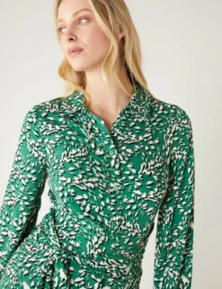 Animal Print Tie Front Midaxi Shirt Dress -Marksandspencer Sale Store SD 01 T69 1564 J4 X EC 3