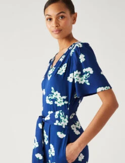 Floral Tie Detail Short Sleeve Jumpsuit 8 Floral Tie Detail Short Sleeve Jumpsuit -Marksandspencer Sale Store SD 01 T69 1630 E6 X EC 2