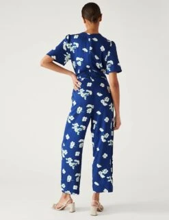 Floral Tie Detail Short Sleeve Jumpsuit 9 Floral Tie Detail Short Sleeve Jumpsuit -Marksandspencer Sale Store SD 01 T69 1630 E6 X EC 3