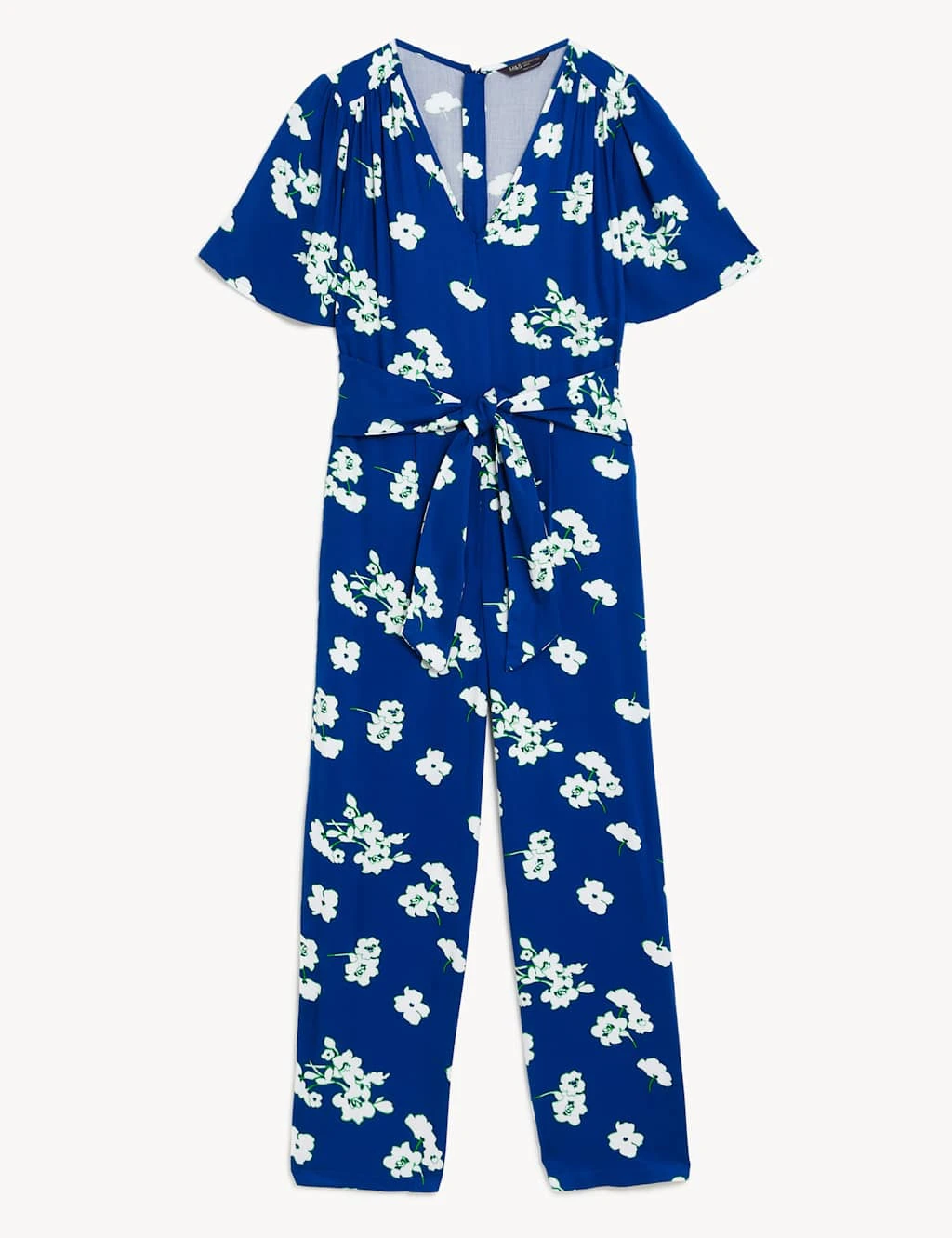 Floral Tie Detail Short Sleeve Jumpsuit 2 Floral Tie Detail Short Sleeve Jumpsuit - Image 2
