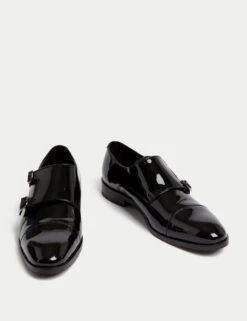 Leather Double Monk Strap Shoes -Marksandspencer Sale Store SD 03 T03 6605 Y0 X EC 90