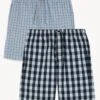 2pk Pure Cotton Checked Pyjama Shorts -Marksandspencer Sale Store SD 03 T07 0013 E4 X EC 0