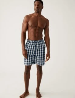 2pk Pure Cotton Checked Pyjama Shorts -Marksandspencer Sale Store SD 03 T07 0013 E4 X EC 3