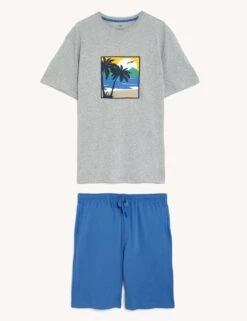 Pure Cotton Palm Tree Pyjama Set -Marksandspencer Sale Store SD 03 T07 0024 E4 X EC 90