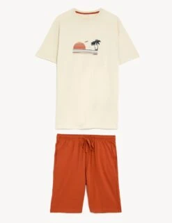 Pure Cotton Sunset Graphic Pyjama Set -Marksandspencer Sale Store SD 03 T07 0025 B4 X EC 90