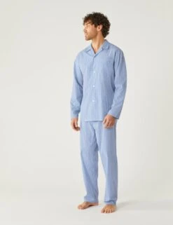 Cotton Blend Bengal Stripe Pyjama Set -Marksandspencer Sale Store SD 03 T07 1593 E4 X EC 1